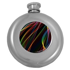 Rainbow Ribbons Round Hip Flask (5 Oz) by Nexatart