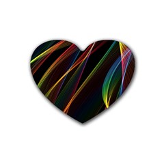 Rainbow Ribbons Heart Coaster (4 Pack)  by Nexatart