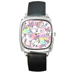 Unicorn Rainbow Square Metal Watch