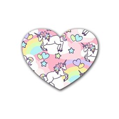 Unicorn Rainbow Heart Coaster (4 Pack)  by Nexatart