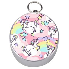 Unicorn Rainbow Silver Compasses by Nexatart