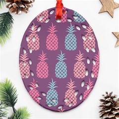 Pineapple Pattern Oval Filigree Ornament (two Sides) by Nexatart