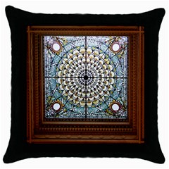 Stained Glass Window Library Of Congress Throw Pillow Case (black) by Nexatart