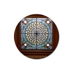 Stained Glass Window Library Of Congress Rubber Coaster (round)  by Nexatart