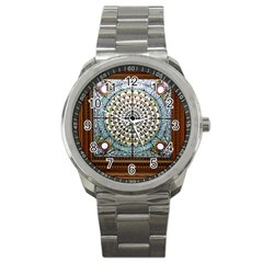 Stained Glass Window Library Of Congress Sport Metal Watch by Nexatart