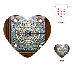 Stained Glass Window Library Of Congress Playing Cards (heart)  by Nexatart