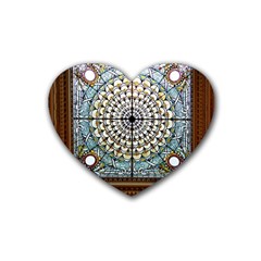 Stained Glass Window Library Of Congress Heart Coaster (4 Pack)  by Nexatart