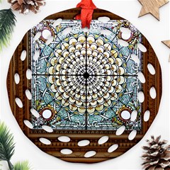 Stained Glass Window Library Of Congress Ornament (round Filigree) by Nexatart