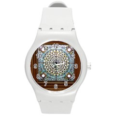 Stained Glass Window Library Of Congress Round Plastic Sport Watch (m) by Nexatart