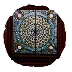 Stained Glass Window Library Of Congress Large 18  Premium Flano Round Cushions by Nexatart