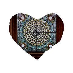 Stained Glass Window Library Of Congress Standard 16  Premium Flano Heart Shape Cushions by Nexatart