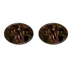 The Dark Side, Dark Fairy With Skulls In The Night Cufflinks (oval) by FantasyWorld7