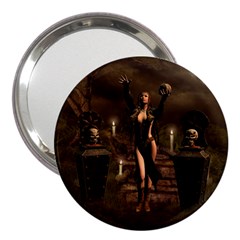 The Dark Side, Dark Fairy With Skulls In The Night 3  Handbag Mirrors by FantasyWorld7