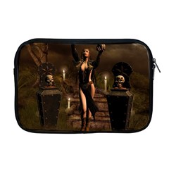 The Dark Side, Dark Fairy With Skulls In The Night Apple Macbook Pro 17  Zipper Case by FantasyWorld7