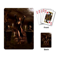 The Dark Side, Dark Fairy With Skulls In The Night Playing Card by FantasyWorld7