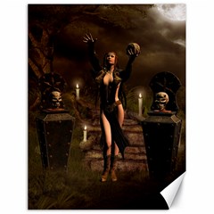 The Dark Side, Dark Fairy With Skulls In The Night Canvas 18  X 24   by FantasyWorld7