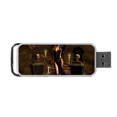 The Dark Side, Dark Fairy With Skulls In The Night Portable Usb Flash (one Side) by FantasyWorld7