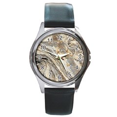 Background Structure Abstract Grain Marble Texture Round Metal Watch by Nexatart