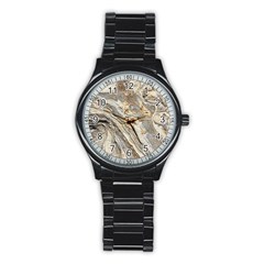 Background Structure Abstract Grain Marble Texture Stainless Steel Round Watch by Nexatart