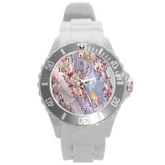 Marble Pattern Round Plastic Sport Watch (l) by Nexatart