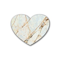 Marble Texture White Pattern Surface Effect Rubber Coaster (heart)  by Nexatart