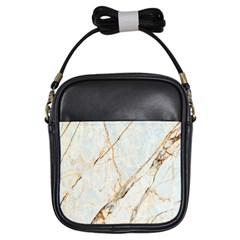 Marble Texture White Pattern Surface Effect Girls Sling Bags by Nexatart