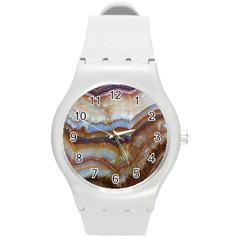 Wall Marble Pattern Texture Round Plastic Sport Watch (m) by Nexatart