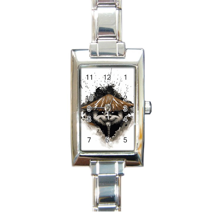 Warrior Panda T Shirt Rectangle Italian Charm Watch