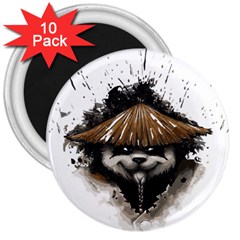 Warrior Panda T Shirt 3  Magnets (10 Pack)  by AmeeaDesign