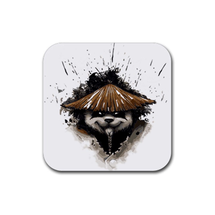 Warrior Panda T Shirt Rubber Coaster (Square) 