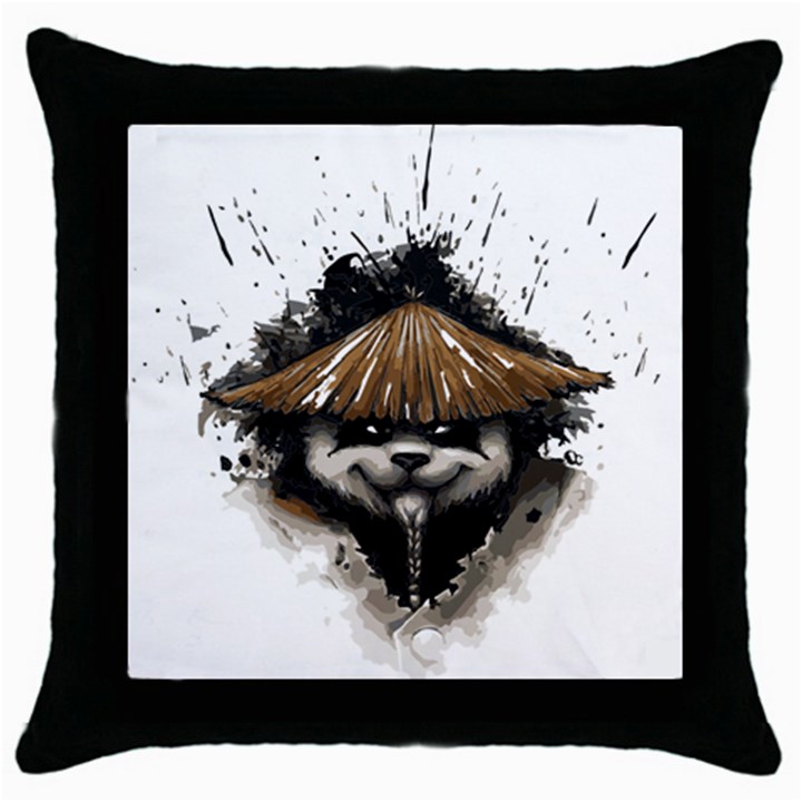 Warrior Panda T Shirt Throw Pillow Case (Black)