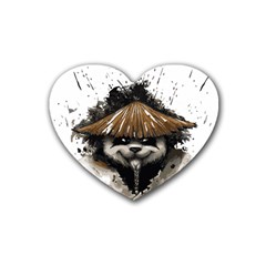 Warrior Panda T Shirt Heart Coaster (4 Pack)  by AmeeaDesign