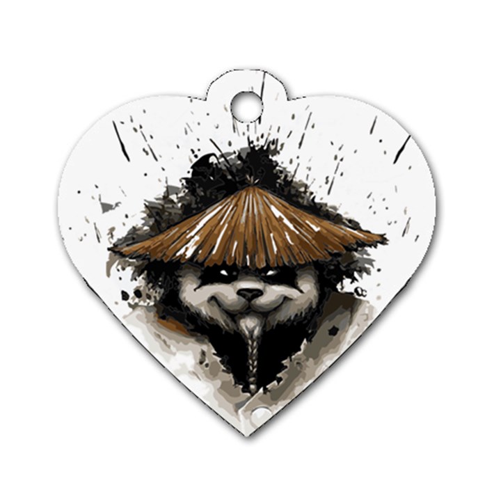 Warrior Panda T Shirt Dog Tag Heart (Two Sides)