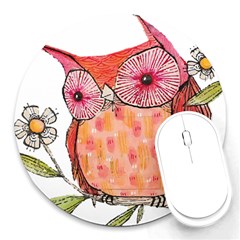 Summer Colourful Owl T Shirt Round Mousepads by AmeeaDesign