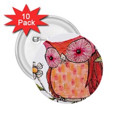 Summer Colourful Owl T Shirt 2 25  Buttons (10 Pack)  by AmeeaDesign