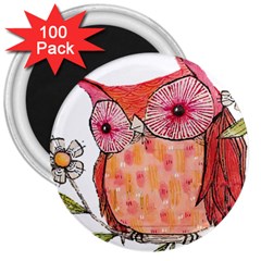 Summer Colourful Owl T Shirt 3  Magnets (100 Pack) by AmeeaDesign