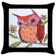 Summer Colourful Owl T Shirt Throw Pillow Case (black) by AmeeaDesign