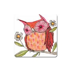 Summer Colourful Owl T Shirt Square Magnet by AmeeaDesign