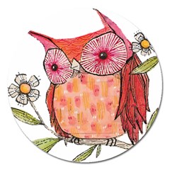 Summer Colourful Owl T Shirt Magnet 5  (round) by AmeeaDesign