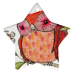 Summer Colourful Owl T Shirt Star Ornament (two Sides) by AmeeaDesign