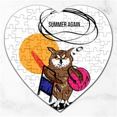 Owl That Hates Summer T Shirt Jigsaw Puzzle (heart) by AmeeaDesign