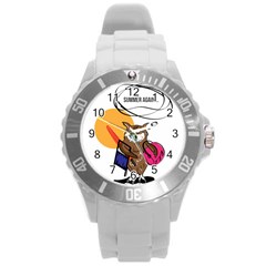 Owl That Hates Summer T Shirt Round Plastic Sport Watch (l)