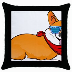 Corgi With Sunglasses And Scarf T Shirt Throw Pillow Case (black) by AmeeaDesign