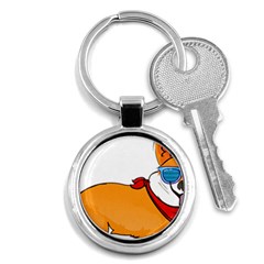 Corgi With Sunglasses And Scarf T Shirt Key Chains (round)  by AmeeaDesign