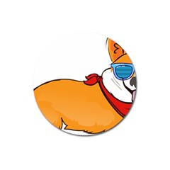 Corgi With Sunglasses And Scarf T Shirt Magnet 3  (round) by AmeeaDesign