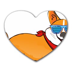 Corgi With Sunglasses And Scarf T Shirt Heart Mousepads