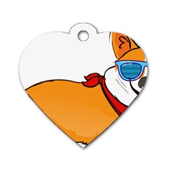 Corgi With Sunglasses And Scarf T Shirt Dog Tag Heart (one Side) by AmeeaDesign