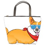 Corgi With Sunglasses And Scarf T Shirt Bucket Bags Front