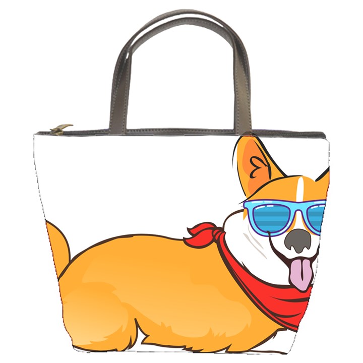 Corgi With Sunglasses And Scarf T Shirt Bucket Bags