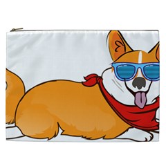 Corgi With Sunglasses And Scarf T Shirt Cosmetic Bag (xxl)  by AmeeaDesign